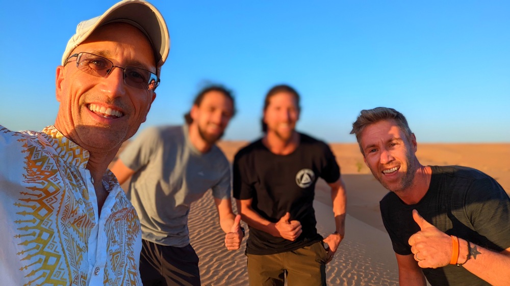 Johnny Ward, Francis Tapon, and friends in Mauritania desert
