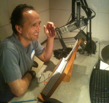 Francis on the radio talking with Rick Steves